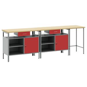 vidaXL Conjunto de bancada de trabalho 3 unid. Preto e Cinza