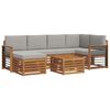 vidaXL Conjunto de Sof&aacute; Sectional 7 pcs Cinza Natural e Claro