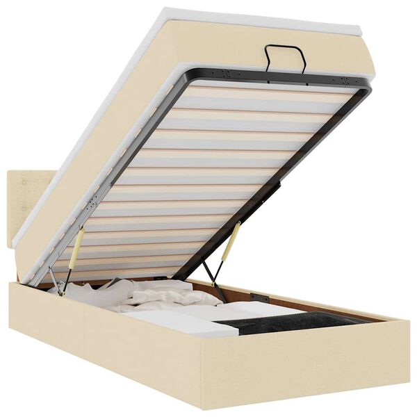 vidaXL Estrutura de cama otomana com creme de colch&atilde;o 90x190cm tecido