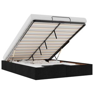 vidaXL Estrutura de cama otomana sem colch&atilde;o 140x190 cm tecido preto