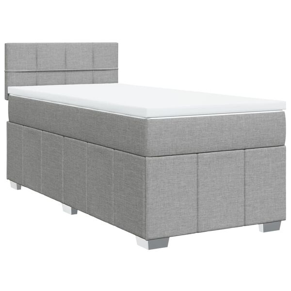 vidaXL Cama com molas/colch&atilde;o 90x200 cm tecido cinza-claro