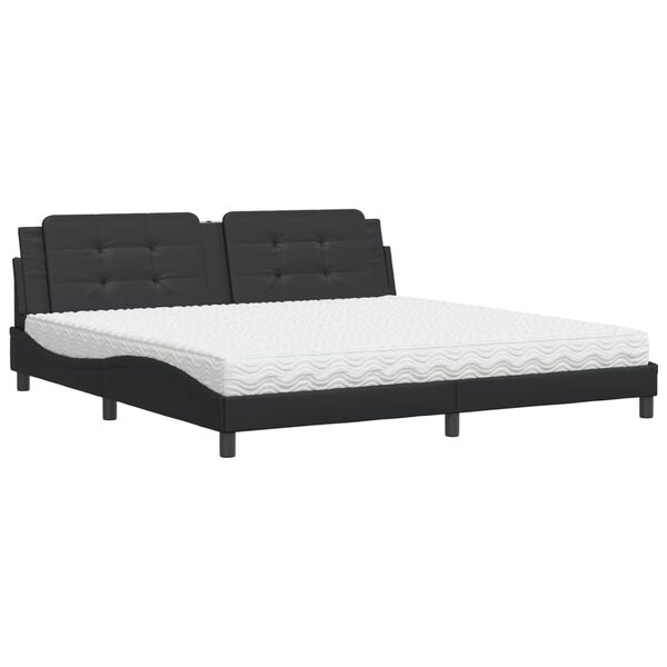 vidaXL Cama com colch&atilde;o Zadar 200x200 cm couro artificial preto
