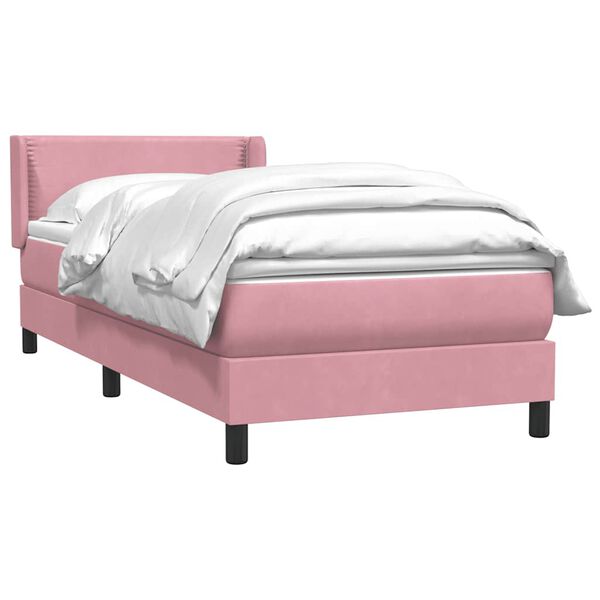 vidaXL Cama com molas/colch&atilde;o rosa 90x220 cm veludo