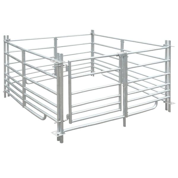 Curral/recinto para ovelhas c/ 4 pain&eacute;is a&ccedil;o galvanizado 137x137x92 cm