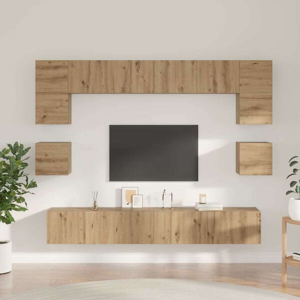 vidaXL Conjunto de m&oacute;vel de TV 8 pcs Carvalho Artesanal