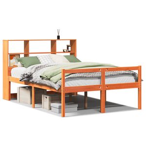vidaXL Cama com estante sem colch&atilde;o 160x200 cm madeira maci&ccedil;a