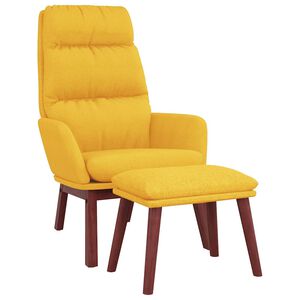 vidaXL Cadeira de descanso com banco tecido amarelo mostarda