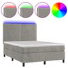 vidaXL Cama box spring c/ colch&atilde;o/LED 140x200 cm veludo cinzento-claro