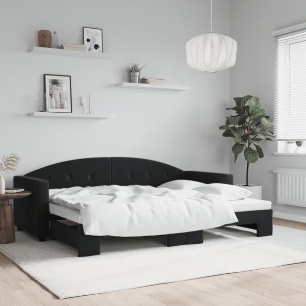 vidaXL Sof&aacute;-cama com gavet&atilde;o 80x200 cm veludo preto