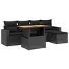 vidaXL 6 pcs conjunto sof&aacute;s de jardim c/ almofad&otilde;es vime PE preto