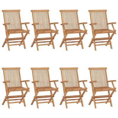 vidaXL Cadeiras de jardim c/ almofadões antracite 8 pcs teca maciça