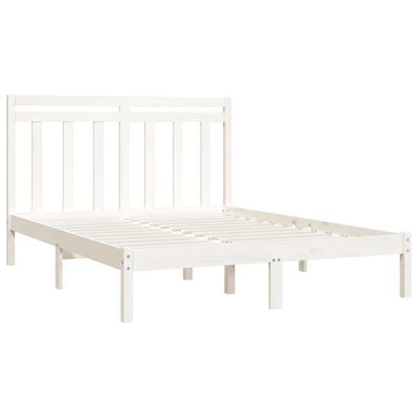 vidaXL Estrutura de cama king 150x200 cm madeira maci&ccedil;a branco
