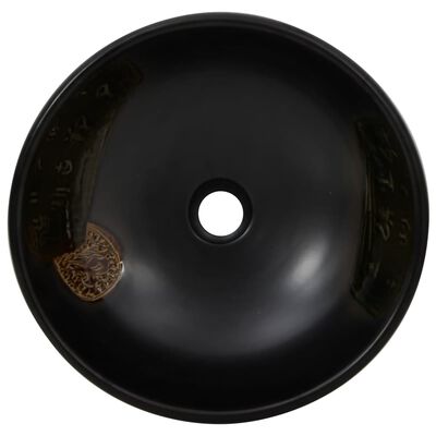 vidaXL Lavatório de bancada redondo Φ41x14 cm cerâmica preto