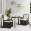 vidaXL Conjunto de Jantar para Jardim 3 pcs Preto vime PE