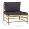 vidaXL 12 pcs conj. lounge jardim em bambu c/ almofadões cinza-escuro
