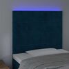 vidaXL Cabeceira cama c/ luzes LED veludo 80x5x118/128cm azul-escuro