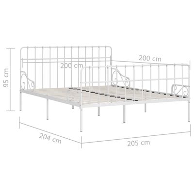 vidaXL Estrutura de cama com estrado de ripas 200x200 cm metal branco