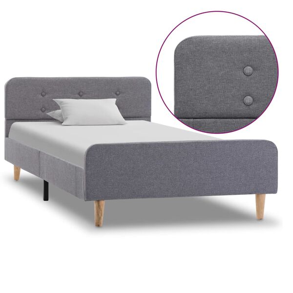 vidaXL Estrutura de cama em tecido 90x200 cm cinzento-claro