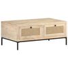 vidaXL Mesa de centro 90x50x37 cm mangueira maci&ccedil;a e palhinha natural