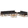 vidaXL Conjunto de Sof&aacute;s para Exterior 8 pcs Natural e Preto