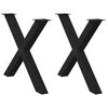 vidaXL P&eacute;s para mesa de jantar em formato de X, 2 pe&ccedil;as, preto, 90x (72-73) cm, a&ccedil;o