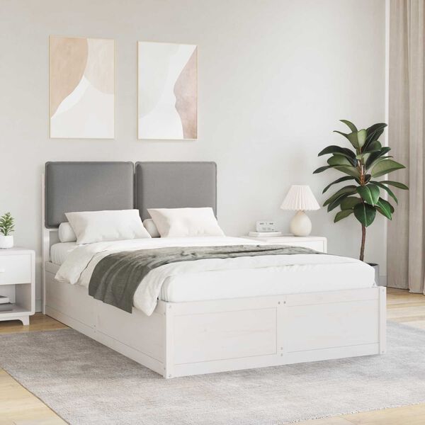 vidaXL Estrutura de Cama com Cabeceira Estofada Cinzento-claro