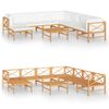 vidaXL 9 pcs conj. lounge jardim c/ almofad&otilde;es cor creme teca maci&ccedil;a