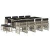 vidaXL 13 pcs conj. jantar jardim c/ almofad&otilde;es vime PE cinzento-claro