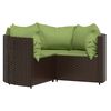 vidaXL 4 pcs conjunto lounge jardim c/ almofadões vime PE castanho