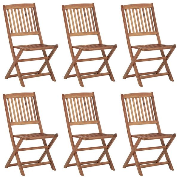 vidaXL Cadeiras de jardim dobr&aacute;veis c/ almofad&otilde;es 6 pcs ac&aacute;cia maci&ccedil;a