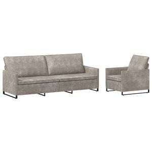 vidaXL Conjunto de Sof&aacute;s 2 pcs Cinzento-claro