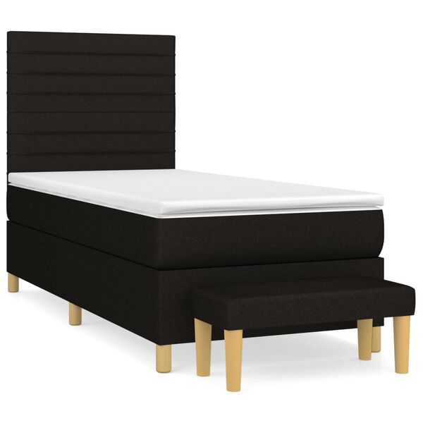 vidaXL Cama com molas/colch&atilde;o 90x190 cm tecido preto