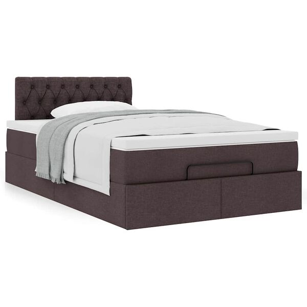 vidaXL Estrutura de cama otomana com colch&atilde;o 120x190cm castanho escuro