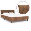 vidaXL Estrutura de cama 140x200 cm camur&ccedil;a artificial castanho