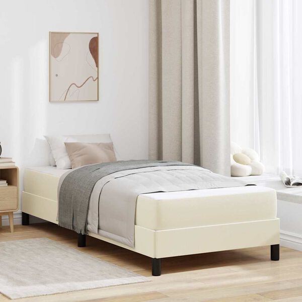 vidaXL Estrutura da Cama com colch&atilde;o Creme 90 x 200 cm tecido
