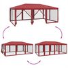 vidaXL Tenda p/ festas c/ 10 paredes laterais rede 6x4 m PEAD vermelho