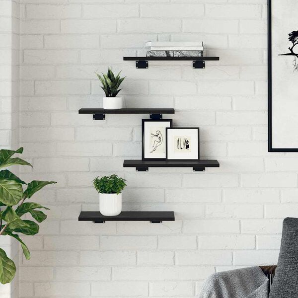 vidaXL Estante de Prateleira 4 pcs Preto 40 x 20 x 1,5 cm