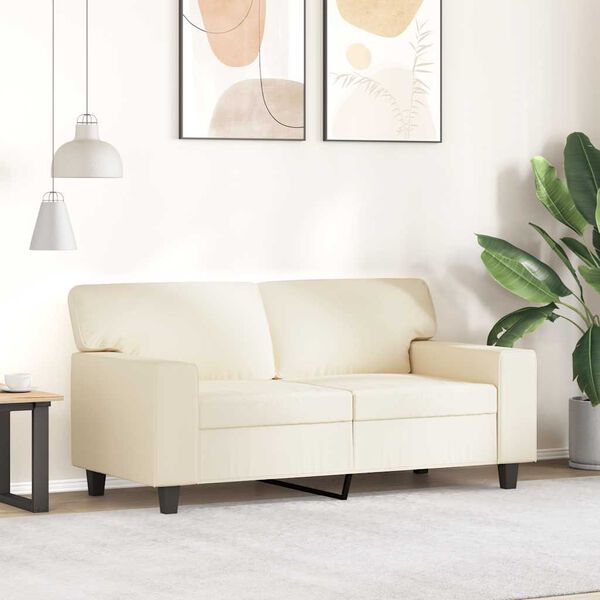 vidaXL Sof&aacute; de 2 lugares 120 cm couro artificial cor creme