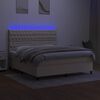 vidaXL Cama box spring c/ colch&atilde;o e LED 180x200 cm tecido cor creme