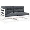 vidaXL 2 pcs conj. lounge de jardim c/ almofad&otilde;es pinho maci&ccedil;o branco