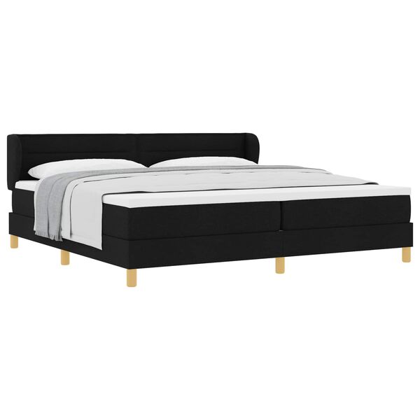 vidaXL Cama Box com colch&atilde;o com cabeceira Preto 200 x 200 cm tecido