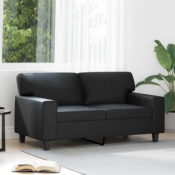 vidaXL Sof&aacute; de 2 lugares 120 cm couro artificial preto