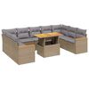 vidaXL 10 pcs conjunto de sof&aacute;s p/ jardim com almofad&otilde;es vime PE bege