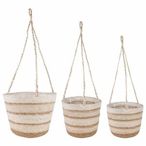 vidaXL 3 unid. Natural, Branco e Bege &Oslash;26 x 19 cm 100% Erva marinha
