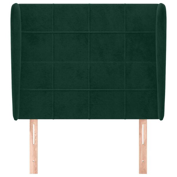 vidaXL Cabeceira de cama c/ abas veludo 83x23x118/128 cm verde-escuro
