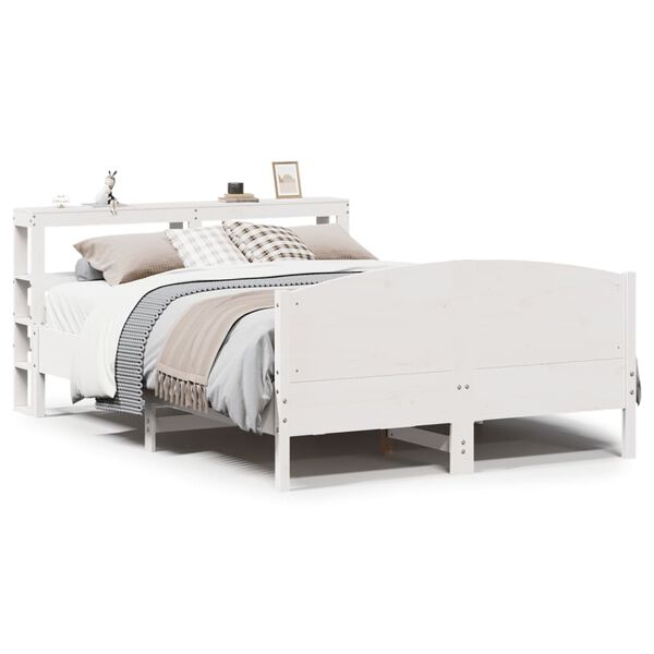 vidaXL Cama sem colch&atilde;o 120x200 cm madeira de pinho maci&ccedil;a branco
