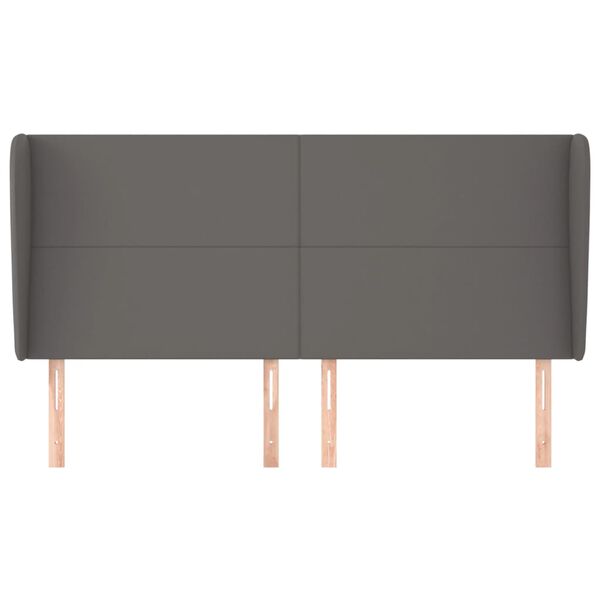 vidaXL Cabeceira cama c/ abas couro artif. 203x23x118/128 cm cinzento