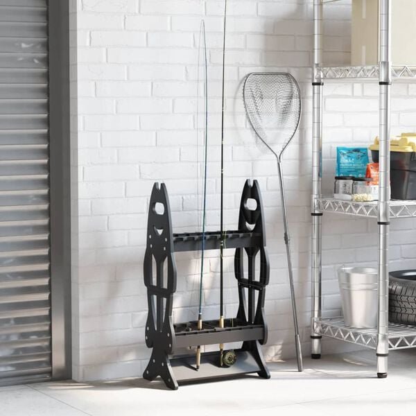 vidaXL Suporte de canas de pesca para 16 canas preto