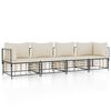 vidaXL 4 pcs conjunto lounge de jardim c/ almofad&otilde;es vime PE antracite