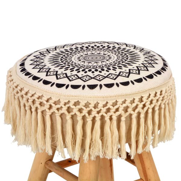 vidaXL Banco tecido branco e preto